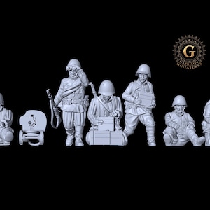 WW2 Red Army MMG Unit X6 28mm 1/56 Scale Wargames & Collectors Figures by Garrison Miniatures