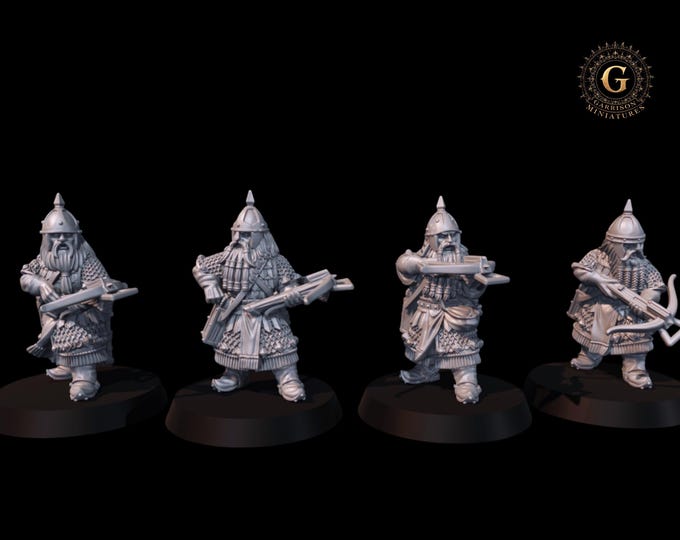 Dwarf Warriors with Crossbows, 28mm 1/56