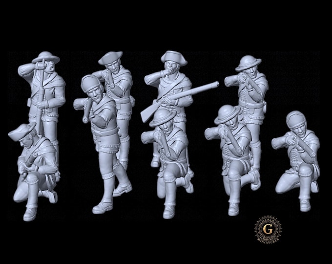 Revolutionary War AWI Continental Infantry Firing Line Hunting Outfit 28mm 1/56
