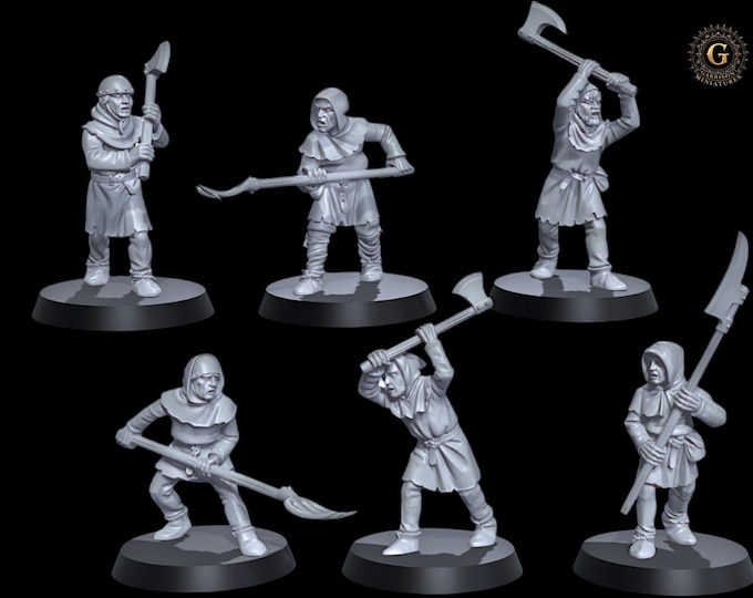 Medieval Peasants 2-Handed Weapons  28mm 1/56