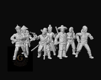 HO Scale Wild West 1/87 Unpainted Resin Chinese Tongs Miniatures Train Layout