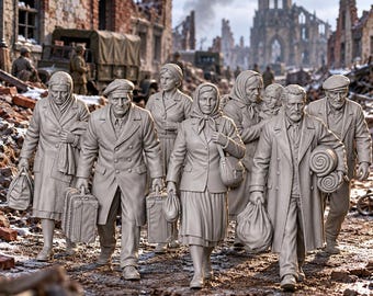 HO Scale 1940s Refugee Figures Set 2 Unpainted Resin Miniatures 1/87 Model Railways