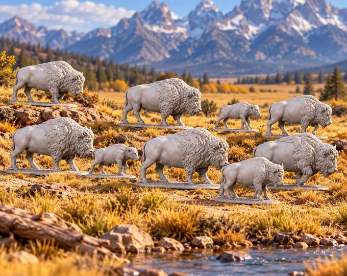 American Bison Buffalo Miniatures X12 , HO Scale 1/87 Resin Unpainted Model Railroad Wild West Railway Layout