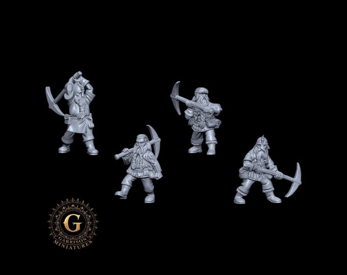 Dwarf Miners X4 28mm 1/56