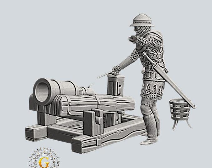 Bombard Cannon & Gunner 28mm