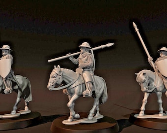 Mounted Medieval Sergeants Spears  28mm 1/56