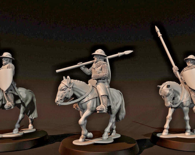 Mounted Medieval Sergeants Spears  28mm 1/56