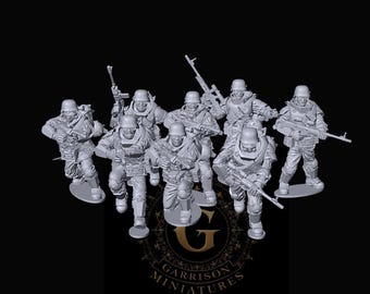 Airborne Decimation Squad Set 1 28mm Grimdark Unpainted Resin Wargame Miniatures
