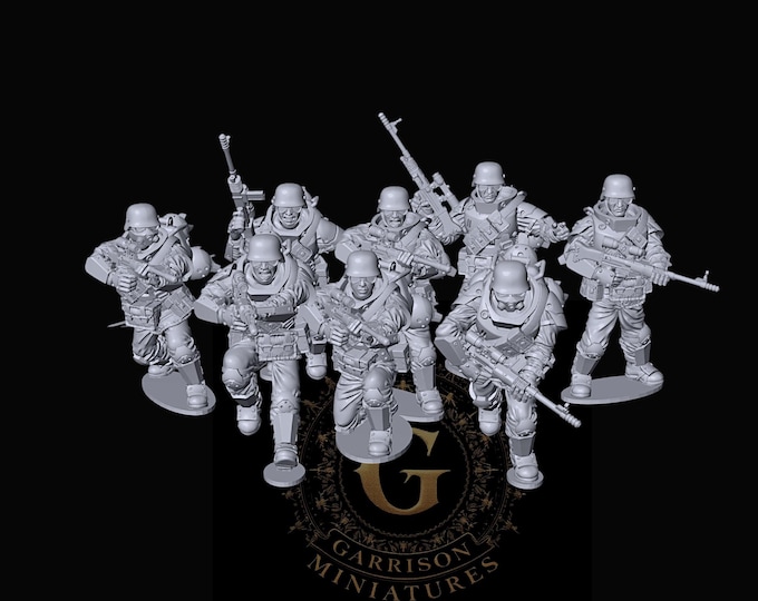 Airborne Decimation Squad Set 1 28mm Grimdark Unpainted Resin Wargame Miniatures