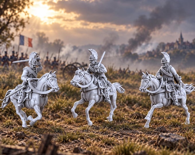 Russian Lieb Guard Cuirassiers X3: 28mm Napoleonic Unpainted Resin Wargame Miniatures