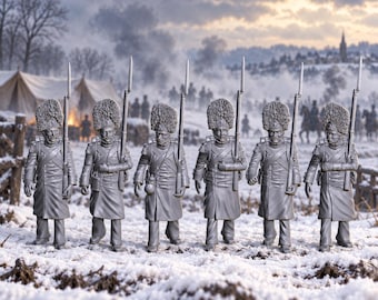 French Old Guard Grenadiers in Greatcoats 28mm Napoleonic Unpainted Resin Wargame Figures