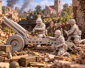 US Airborne 75mm Howitzer: 20mm 28mm WW2 Unpainted Resin Wargame Miniatures
