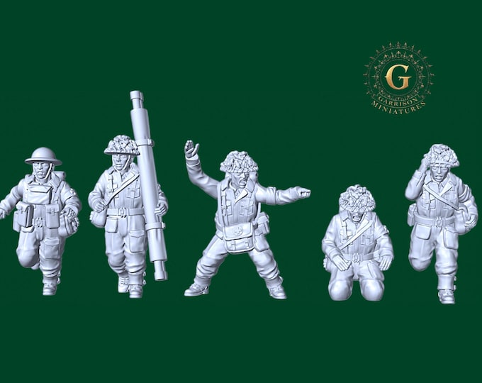 WW2 British Medics  X5 Ideal Bolt Action etc UNPAINTED 28mm 1/56 Wargames and Collectors Figures by Garrison Miniatures