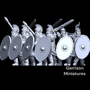 Ancient Roman Aurelian Palatini X6 Saga Carthage Hail Caesar 28mm 1/56 Unpainted Wargames Collectors Figures by RW for Garrison Miniatures