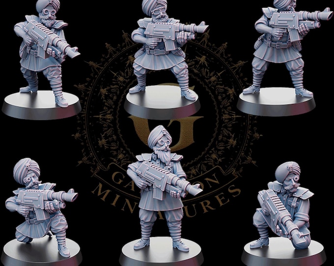 Trench Crusade Compatible Last Krieg Mercenary Sikhs, Laser Guns X6 32mm