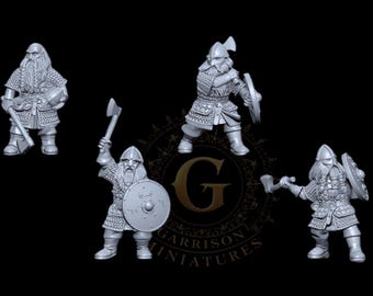 Dwarf Warriors with Axe & Shield  28mm 1/56