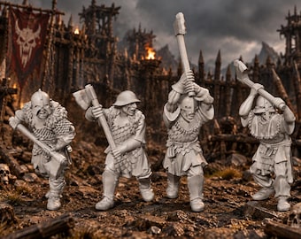 Orc Rabble with 2-Handed Axes 28mm Fantasy Unpainted Resin Miniatures