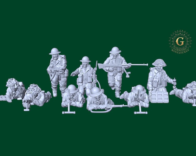 WW2 British Anti-Tank Units X10  Ideal Bolt Action etc UNPAINTED 28mm 1/56 or 20mm 1/72 Scales  Wargames etc Figures by Garrison Miniatures
