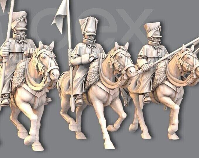 Napoleonic Grand Duchy Warsaw Uhlans in Cloaks, 28mm 1/56