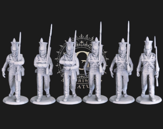 Napoleonic Black Brunswickers Line Infantry Marching, 28mm 1/56