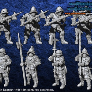 Medieval Spanish Empire Heavy Infantry X8 Reconquista, 28mm 1/56 Wargames and Collectors Figures by PC for Garrison Miniatures