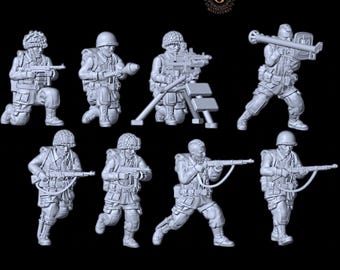 WW2 US Airborne with Captured German Weapons 28mm 1/56