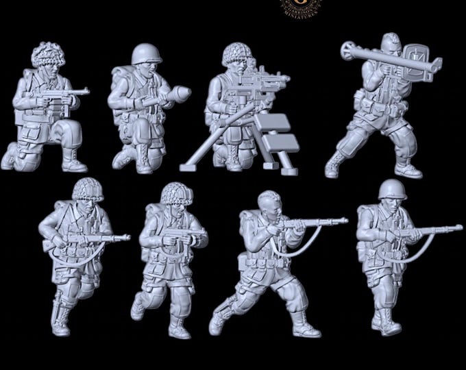 WW2 US Airborne with Captured German Weapons 28mm 1/56