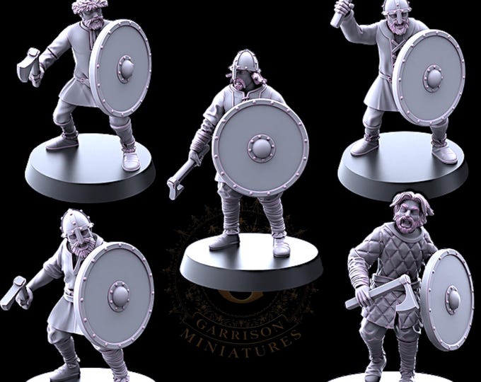 Viking Warriors with Axes X5  28mm 1/56
