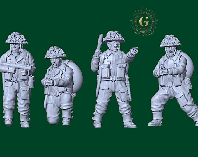 WW2 British Infantry Flamethrowers X 4 Ideal Bolt Action etc UNPAINTED 28mm 1/56 Wargames and Collectors Figures by Garrison Miniatures
