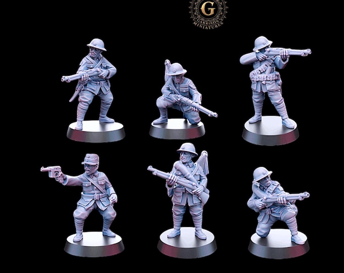 WW2 Chinese NRA Riflemen & NCO - 6 Figures -28mm 1/56