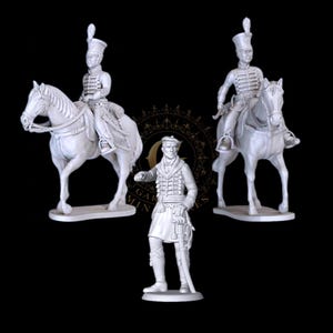 Napoleonic Black Brunswickers Duke and Mounted Officers 28mm 1/56 UNPAINTED Wargames and Collectors Figures by Garrison Miniatures