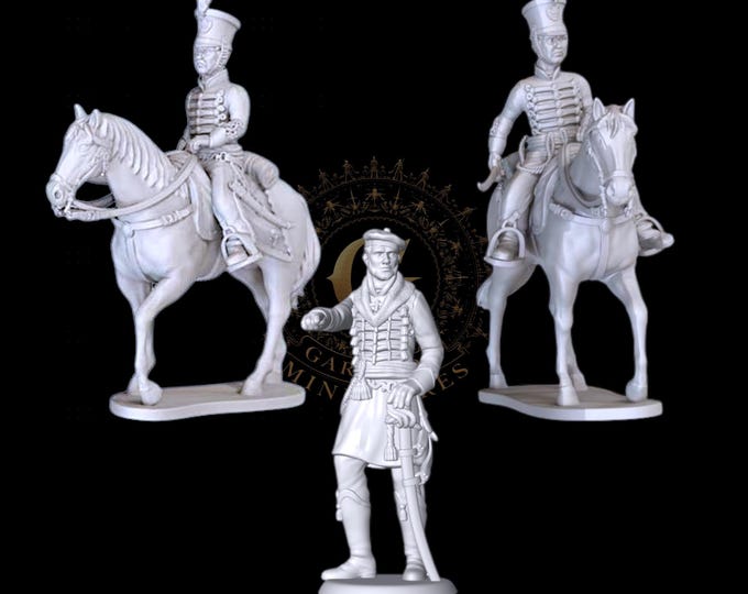 Napoleonic Black Brunswickers Duke and Mounted Officers 28mm 1/56