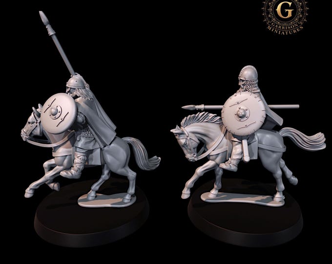 Mounted. Armoured Vendel Warriors Spears Set 3 28mm 1/56