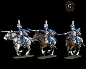Saxony Hussars Charging X3 28mm