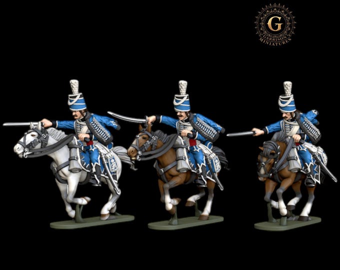 Napoleonic Saxony Hussars Charging 28mm 1/56
