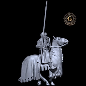 13th Century Mounted Knight 28mm 1/56 Wargames and Collectors Figures by Reconquer Designs for Garrison Miniatures