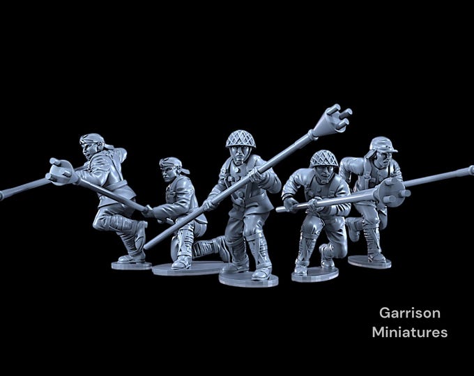 WW2 Japanese Tank Hunters - 5 Figures -ideal Bolt Action 28mm 1/56 Wargames and Collectors Figures by BattleCat for Garrison Miniatures