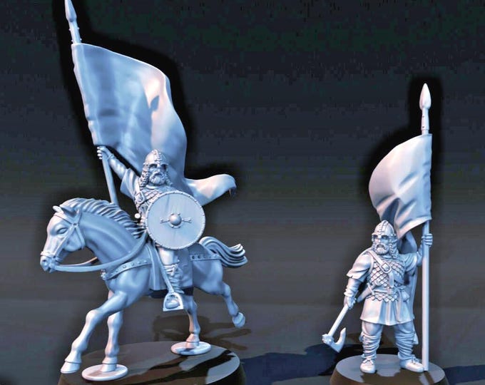 Saxon etc Banner Bearer Foot & Mounted 28mm 1/56