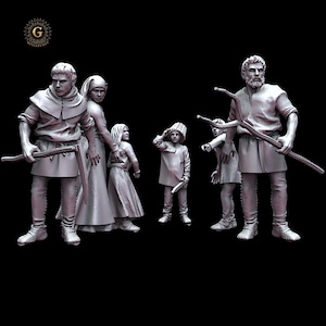 Medieval Concerned Family Set 28mm 1/56 Wargames and Collectors Figures by Reconquer Designs for Garrison Miniatures