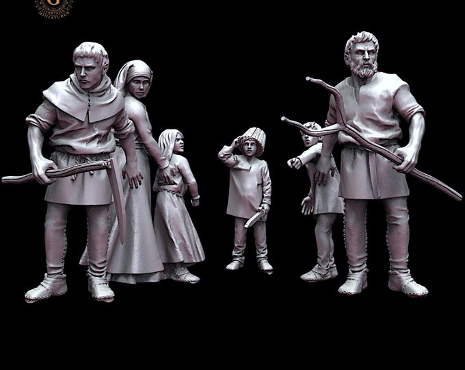 Medieval Concerned Family Set 28mm 1/56