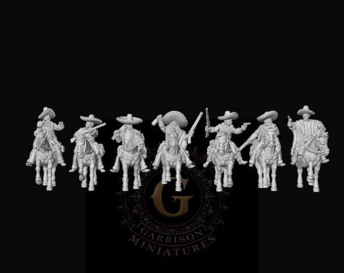HO Scale Wild West 1/87 Unpainted Resin Mounted Mexican Bandits Miniatures Train Layout