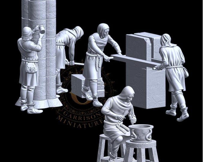Medieval Master Mason and Stonecutters 28mm 1/56