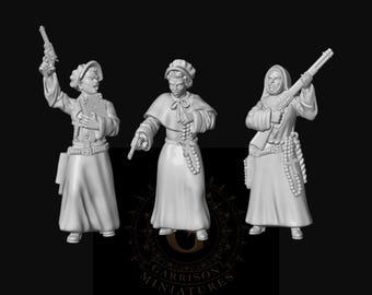 HO Scale Wild West 1/87 Unpainted Resin Nuns With Guns Miniatures Train Layout