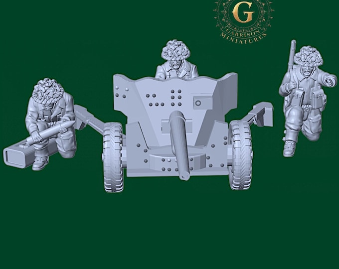 WW2 British QF 6lb Anti-Tank Gun Ideal Bolt Action etc UNPAINTED 28mm 1/56 Wargames and Collectors Figures by Garrison Miniatures