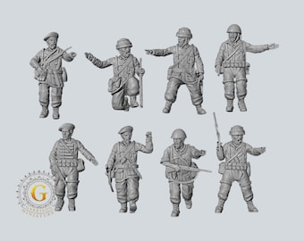 Italian Folgore Paratroops NCOs X8 28mm & 20mm WW2 Unpainted Resin Figures