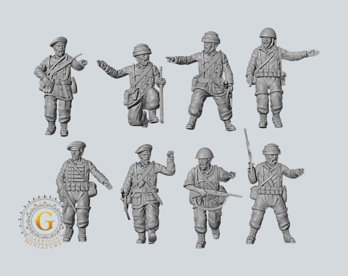 Italian Folgore Paratroops NCOs X8 28mm & 20mm WW2 Unpainted Resin Figures