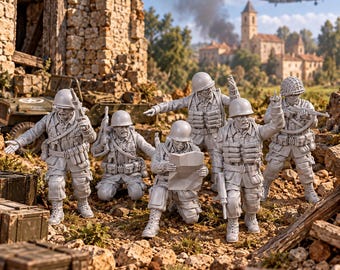 US Airborne NCOs X6 20mm 28mm WW2 Unpainted Resin Wargame Figures
