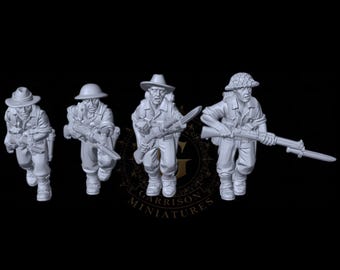 WW2 Australian Infantry Riflemen Set 2 X4 28mm or 20mm