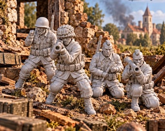 US Airborne Bazookas X4 20mm 28mm WW2 Unpainted Resin Wargame Figures