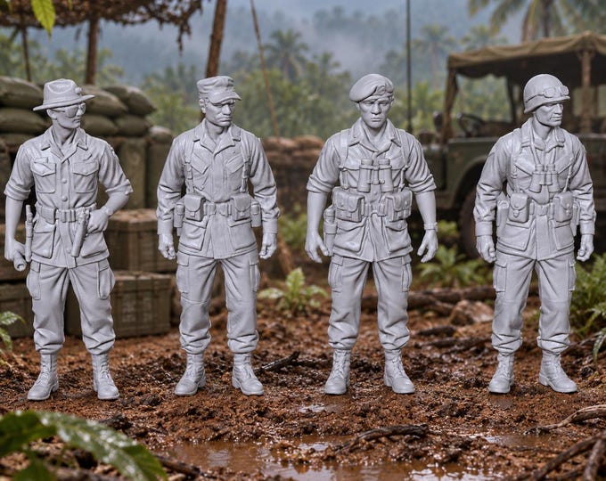 US Marines Officers X4 Vietnam War  28mm Wargame & Display Miniatures